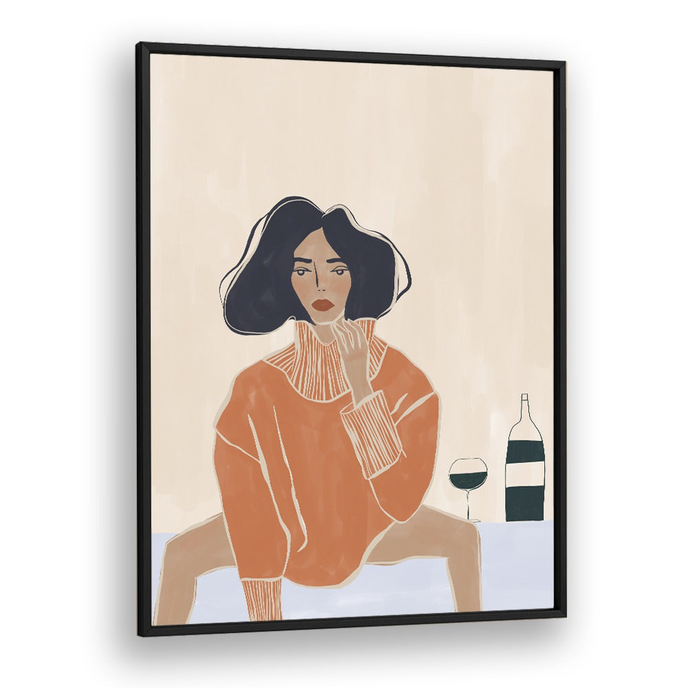 It's A Mood By Ivy Green Women Illustration Paintings in Black Plain Frame