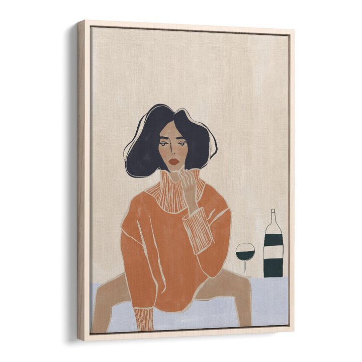 It's A Mood By Ivy Green Women Illustration Paintings in Oak Wood Floater Frame