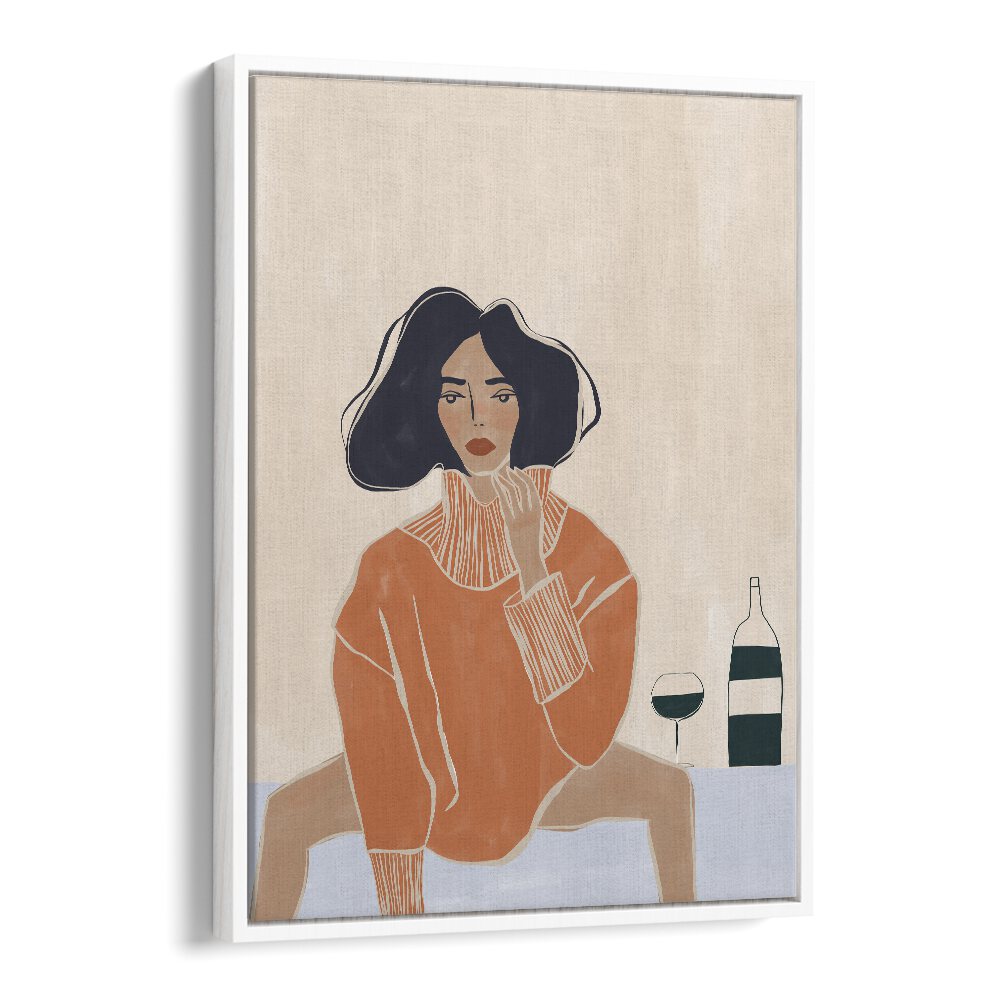 It's A Mood By Ivy Green Women Illustration Paintings in White Floater Frame