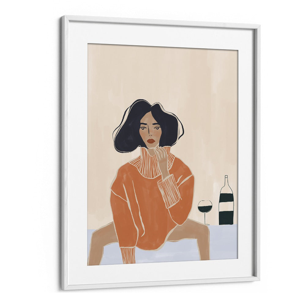 It's A Mood By Ivy Green Women Illustration Paintings in White Frame With Mount