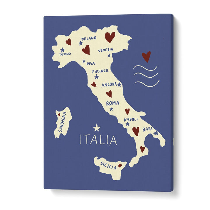 Italiya Map by Studio Dolci Travel Posters in Gallery Wrap