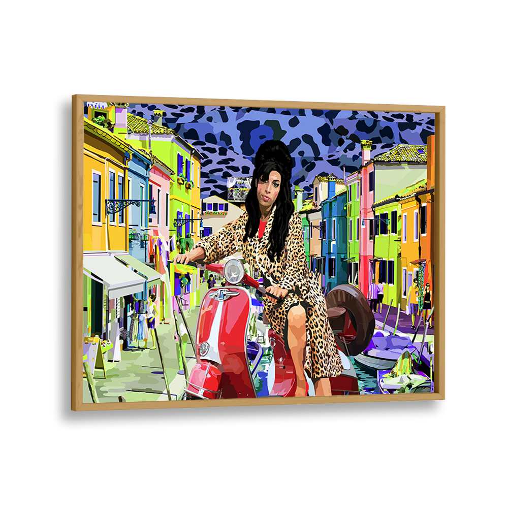 Italy And Amy By Lynnda Rakos Pop Art Paintings Pop Art Prints in Oak Wood Plain Frame