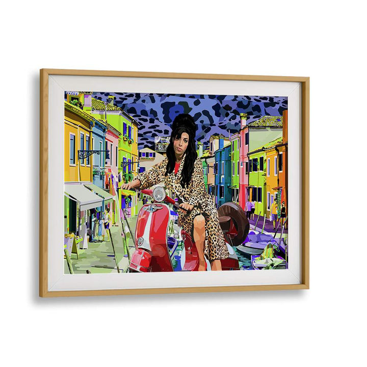 Italy and Amy By Lynnda Rakos Pop Art Paintings Pop Art Prints in Oak Wood Frame With Mount