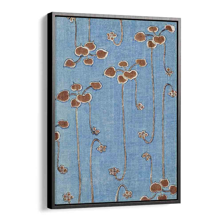 Japanese Bijutsu Sekai  Botanical Flower Paintings Artwork  in Black Floater Frame