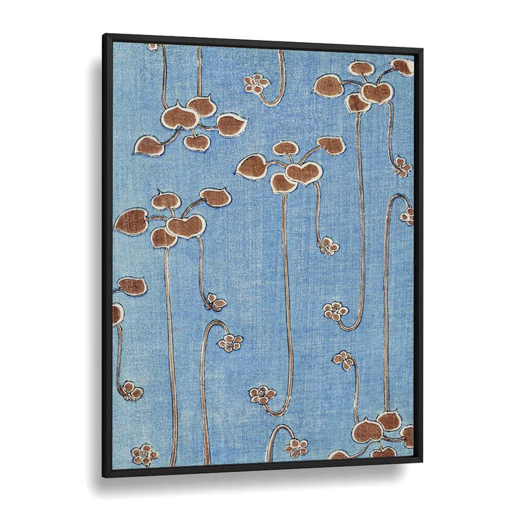 Japanese Bijutsu Sekai   Botanical Flower Paintings Artwork  in Black Plain Frame