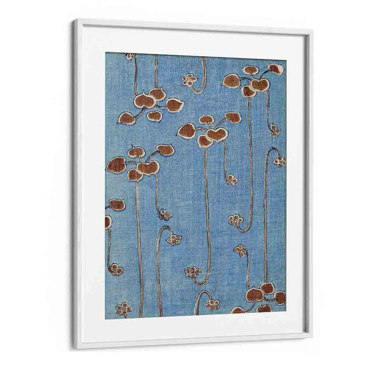 Japanese Bijutsu Sekai  Botanical Flower Paintings Paintings Artwork  in White frame With Mount