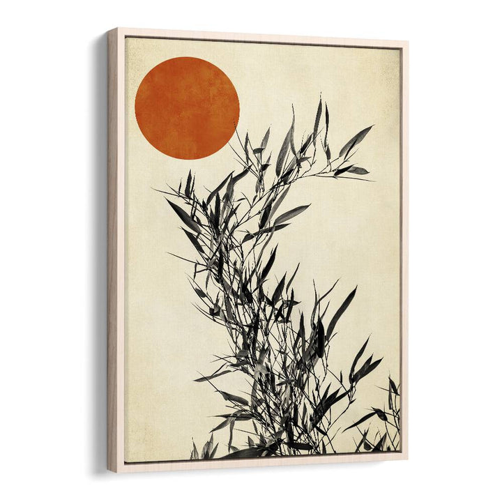 Japanese Birch Landscape Art Artwork in Oak Wood Floater Frame