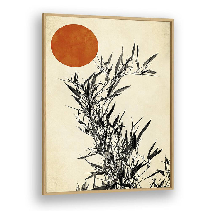 Japanese Birch Landscape Art Artwork in Oak Wood Plain Frame