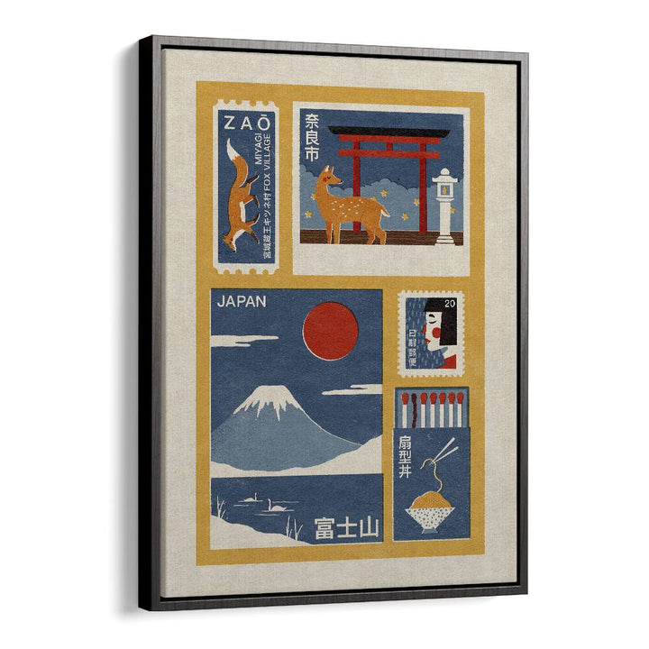 Japanese Emphemera Japanese Art Artwork in Black Floater Frame