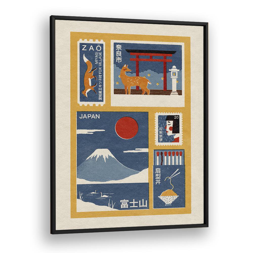 Japanese Emphemera Japanese Art Artwork in Black Plain Frame