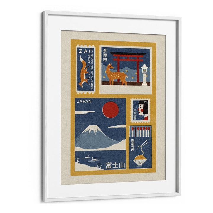 Japanese Emphemera Japanese Art Artwork in White Frame With Mount