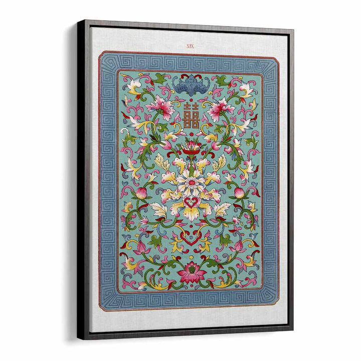 Japanese Flower Illustrations Japanese Art Artwork in Black Floater Frame