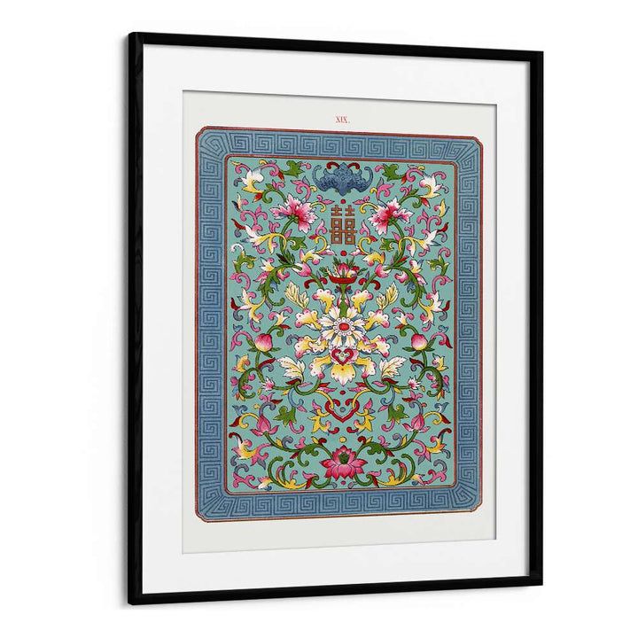 Japanese Flower Illustrations Japanese Art Artwork in Black Frame With Mount