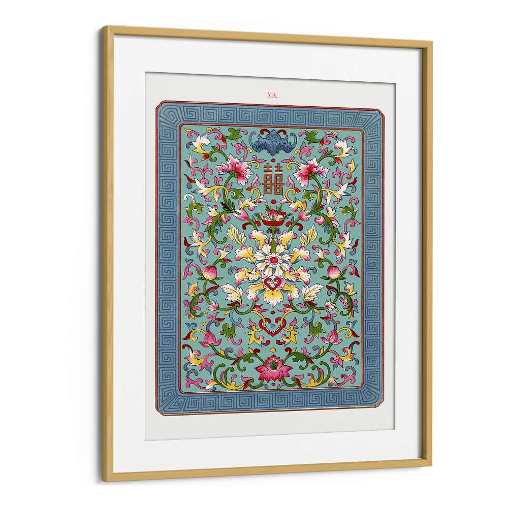 Japanese Flower Illustrations Japanese Art Artwork in Oak Wood Frame With Mount