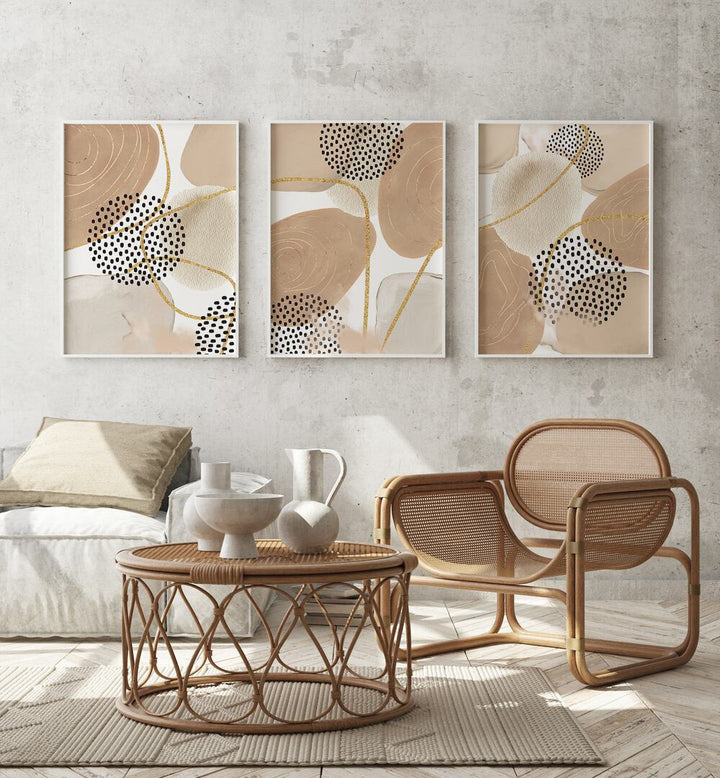 Sophisticated JEALOUS BEIGE SET, SET OF 3 PAINTINGS enhances modern interiors with elegant design and style.