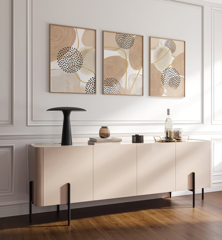 Stylish JEALOUS BEIGE SET, SET OF 3 PAINTINGS enhances any room with elegance and sophistication. Perfect for decor lovers.