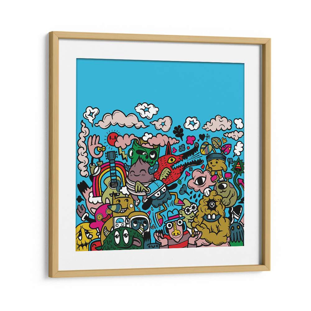 Jolly Jots Comic Art Artwork in Oak Wood Frame With Mount