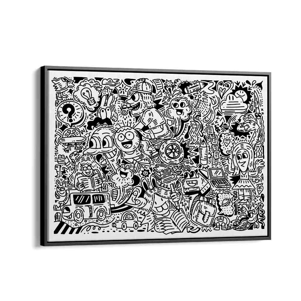 Joy Ride Doodle Doodle Art B&w Doodle Art Artwork in Black Floater Frame