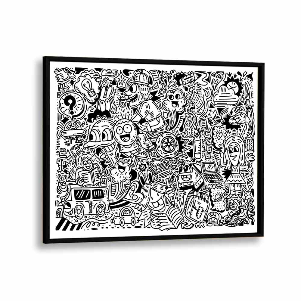 Joy Ride Doodle Doodle Art B&w Doodle Art Artwork in Black Plain Frame