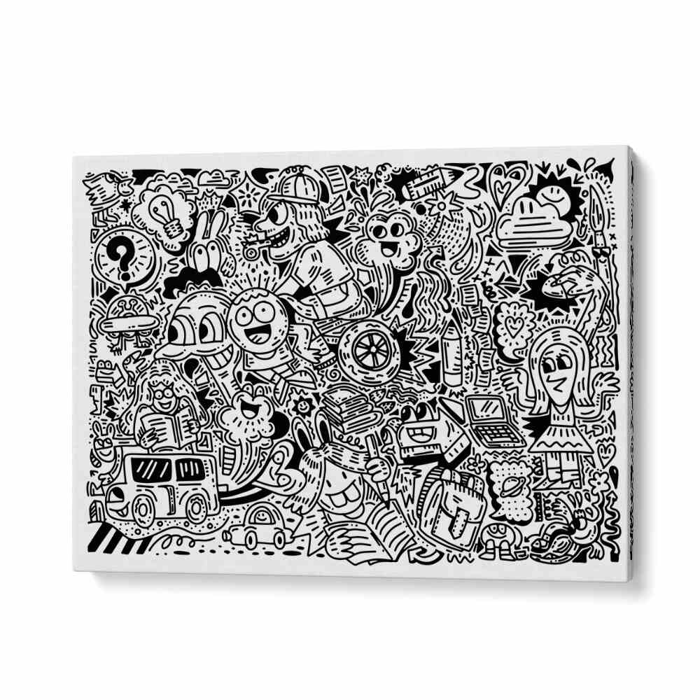 Joy Ride Doodle Doodle Art B&w Doodle Art Artwork in Gallery Wrap