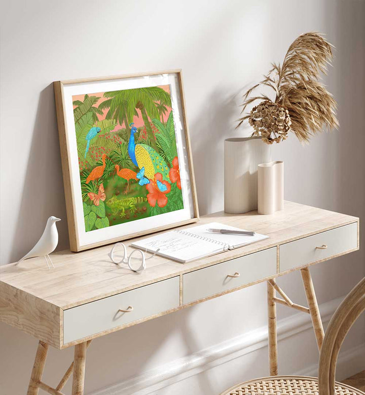 JUNGLE PARADISE SCENE , ANIMAL PAINTINGS