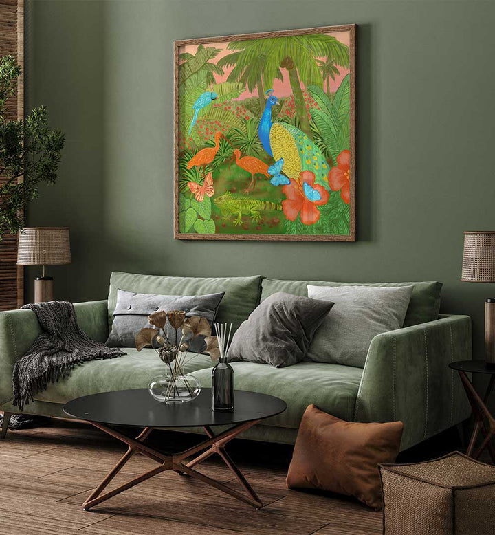 JUNGLE PARADISE SCENE , ANIMAL PAINTINGS