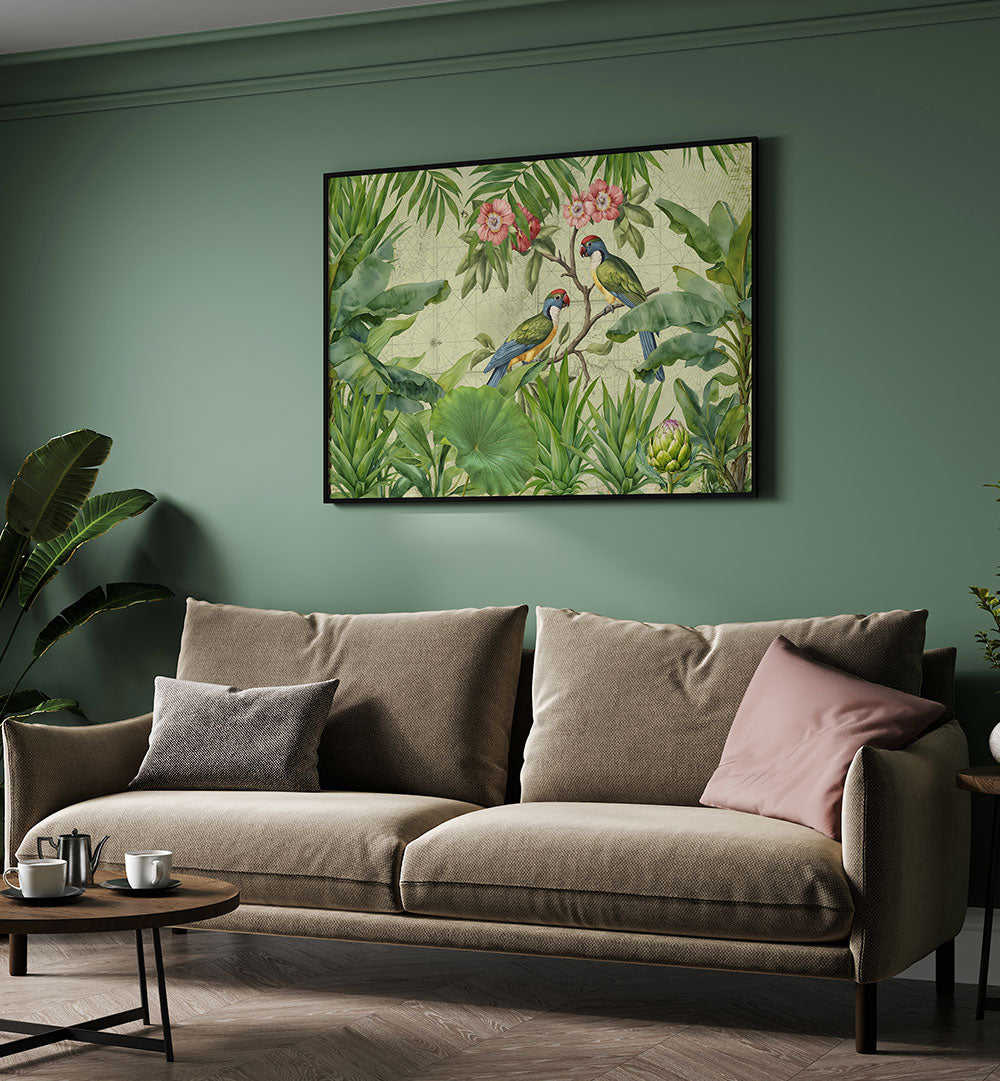 JUNGLE PARROTS VINTAGE MAP