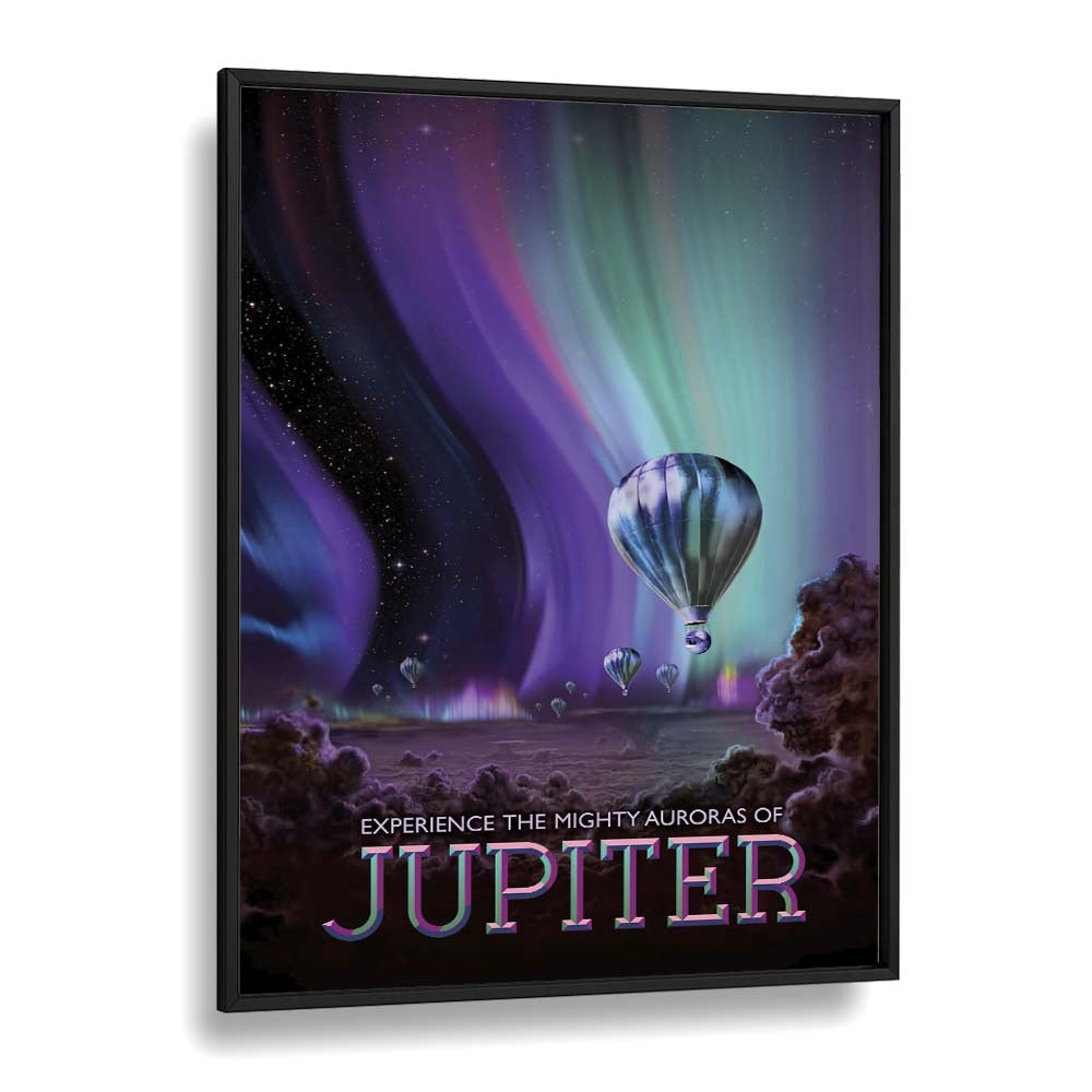 Jupiter Astronaut & Nasa Paintings, Space Art Prints Artwork in Black Plain Frame
