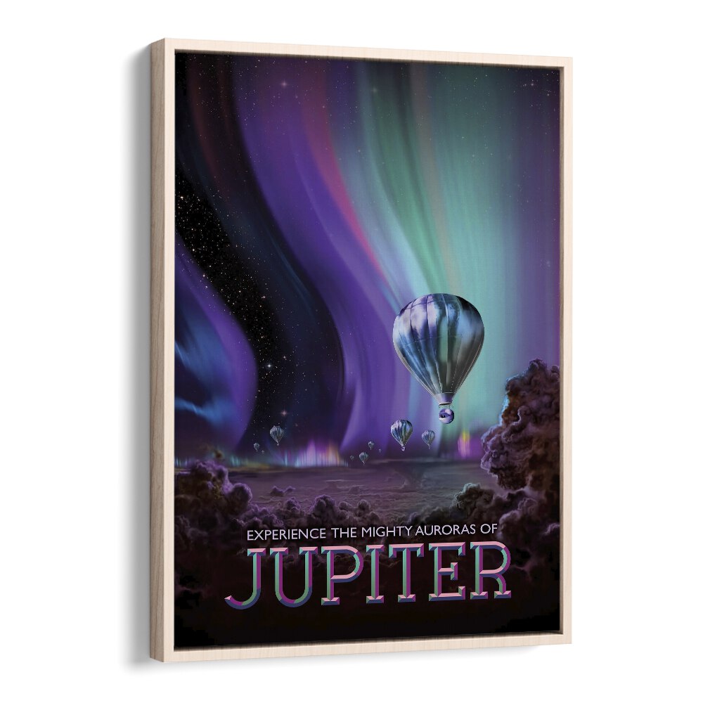 Jupiter Astronaut & Nasa Paintings, Space Art Prints Artwork in Oak Wood Floater Frame
