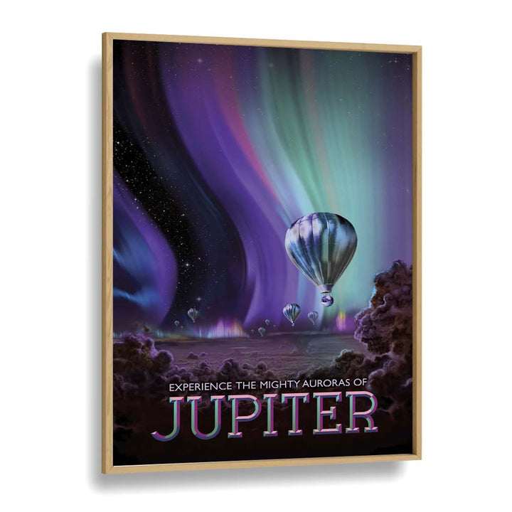 Jupiter Astronaut & Nasa Paintings, Space Art Prints Artwork in Oak Wood Plain Frame
