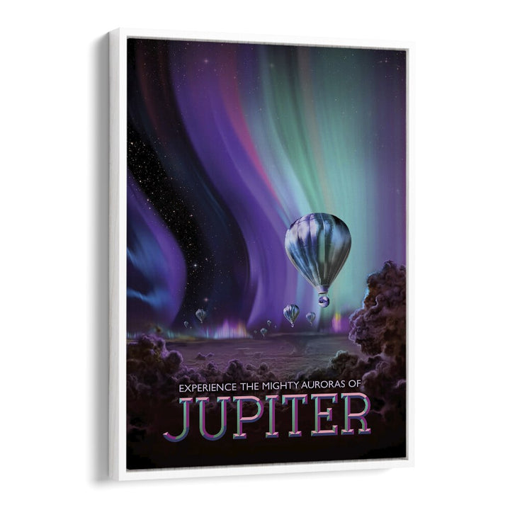 Jupiter Astronaut & Nasa Paintings, Space Art Prints Artwork in White Floater Frame
