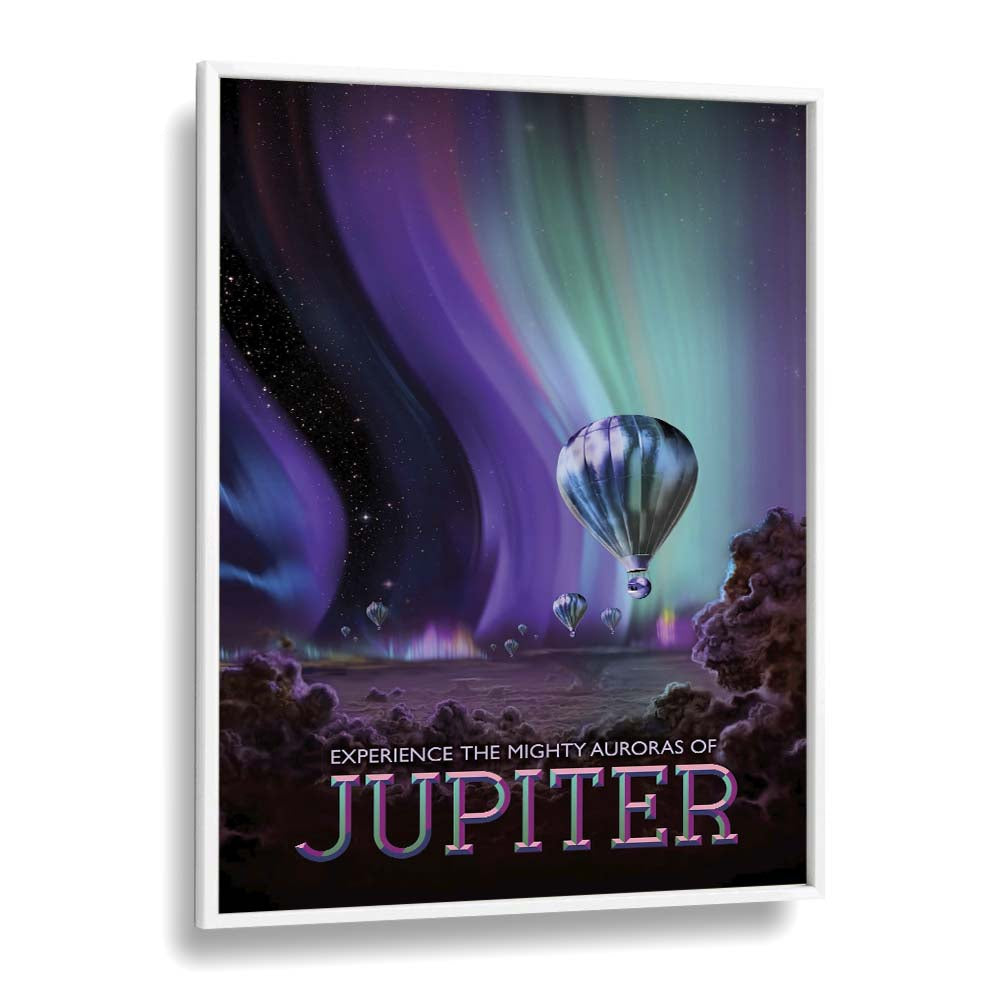 Jupiter Astronaut & Nasa Paintings, Space Art Prints Artwork in White Plain Frame
