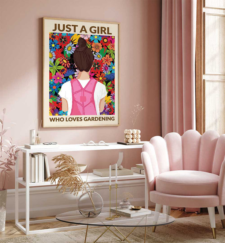 JUST A GIRL WHO LOVES GARDENING , QUOTES & TYPOGRAPHY POSTERS