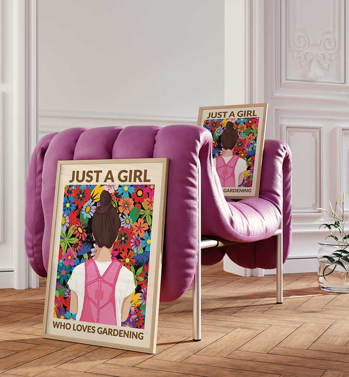 JUST A GIRL WHO LOVES GARDENING , QUOTES & TYPOGRAPHY POSTERS