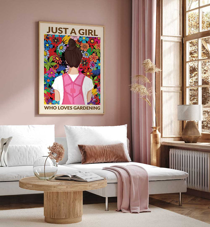JUST A GIRL WHO LOVES GARDENING , QUOTES & TYPOGRAPHY POSTERS
