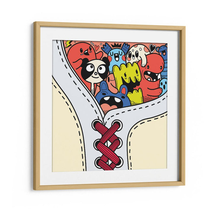 Just In A Shoe Comic Art Artwork in Oak Wood Frame With Mount