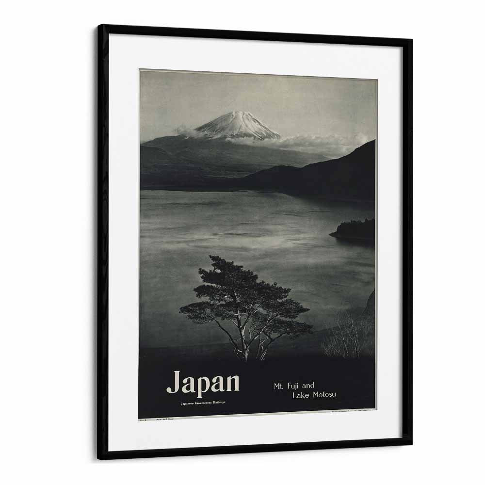 Japan-Mt Fuji  Retro Travel Posters in Black Frame With Mount