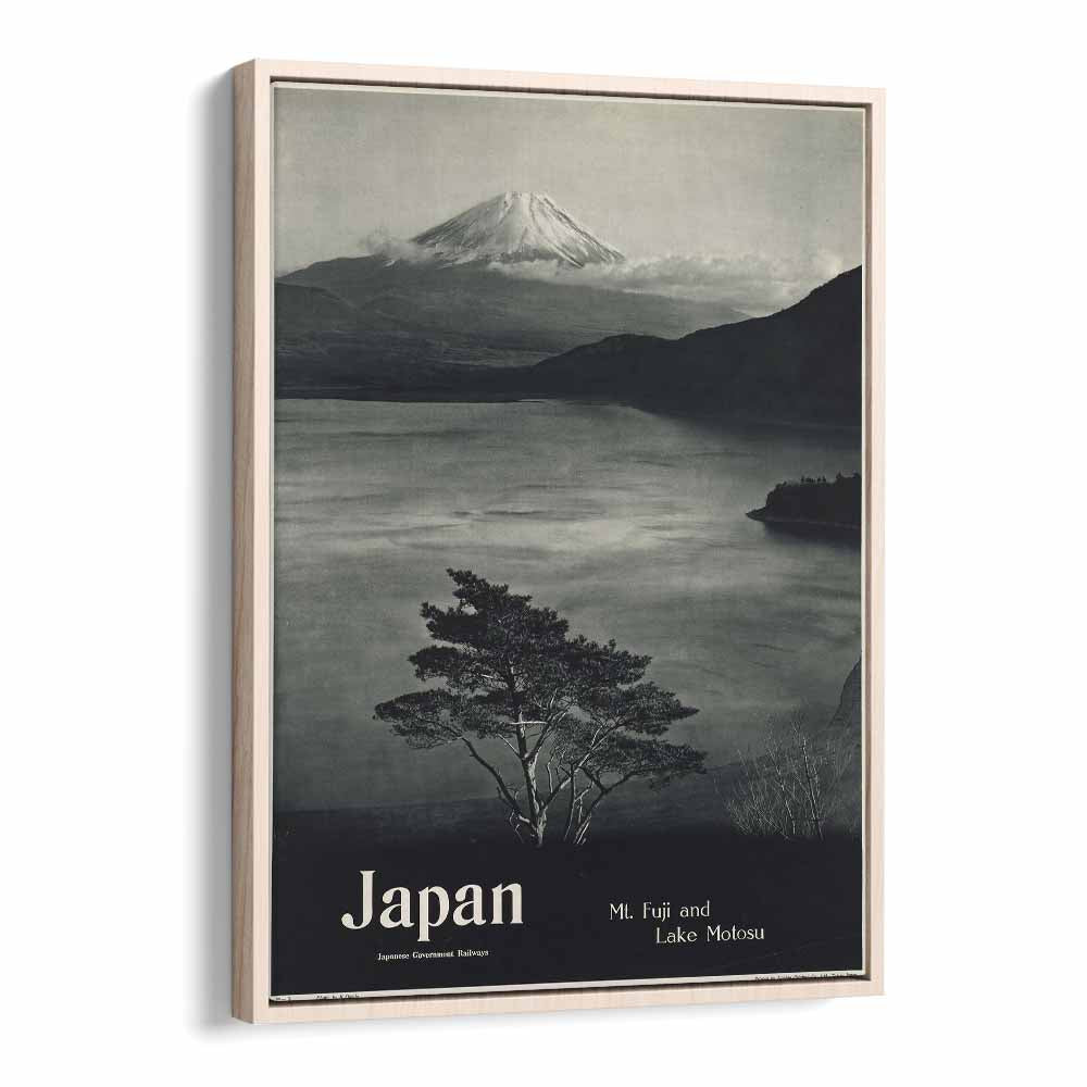 Japan-Mt Fuji  Retro Travel Posters in Oak Wood Floater Frame