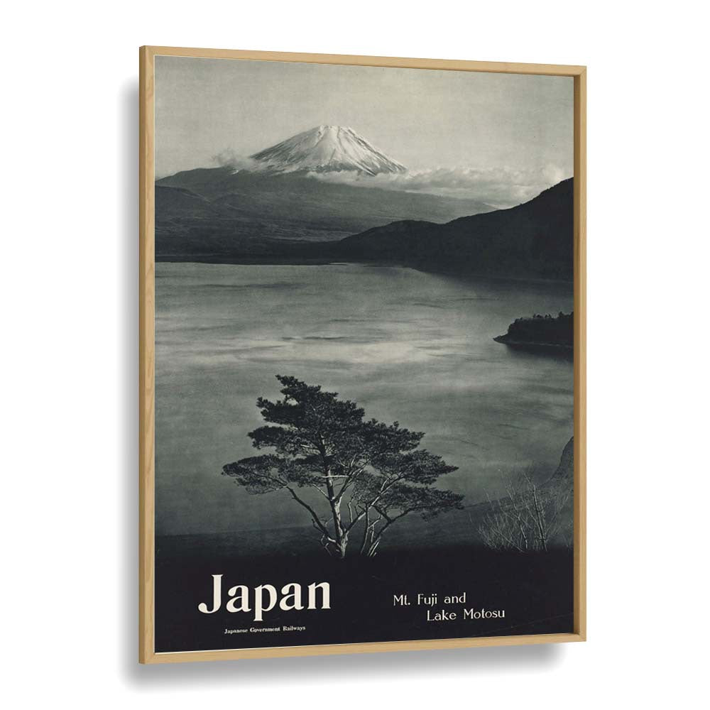 Japan-Mt Fuji  Retro Travel Posters in Oak Wood Plain Frame