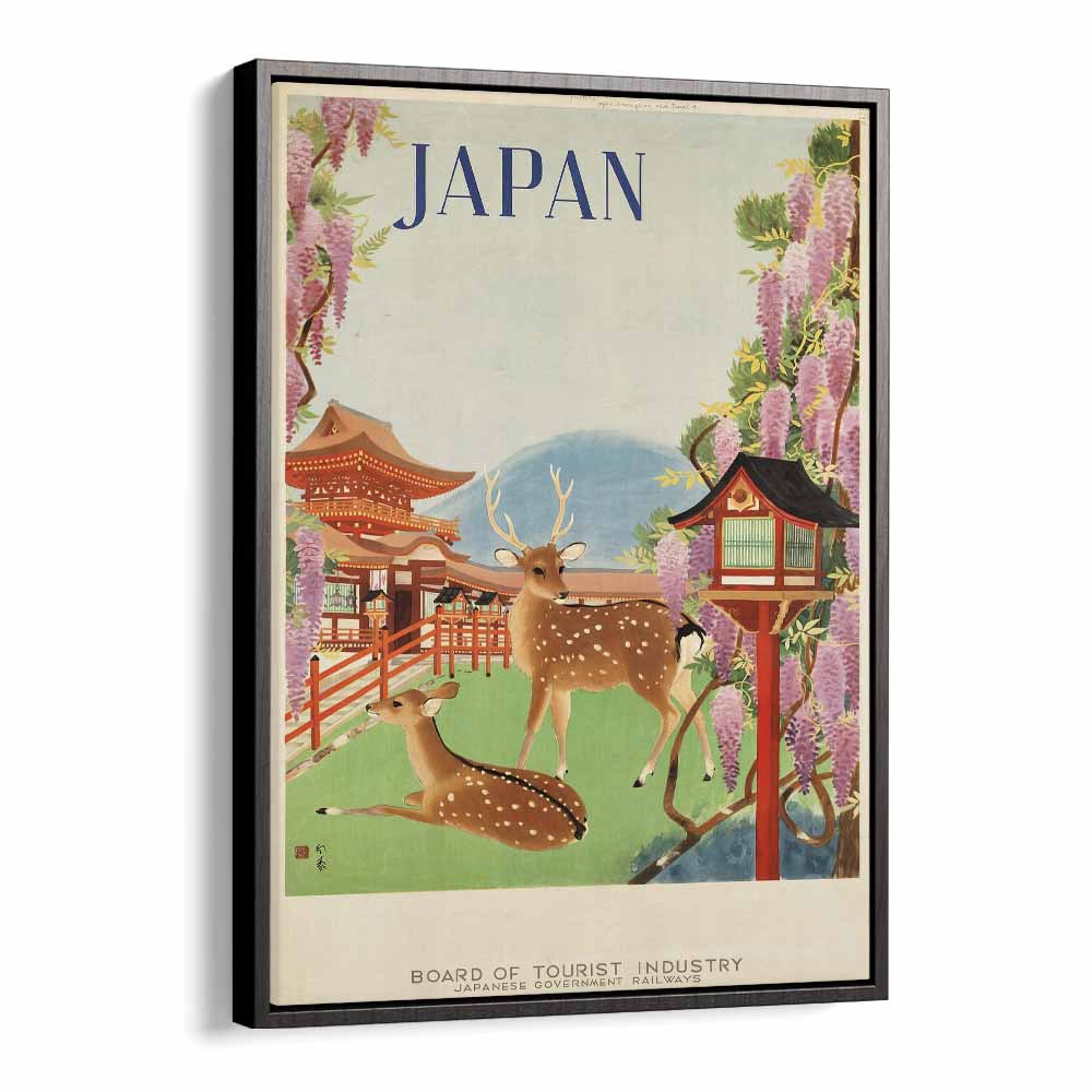 Japan Retro Art I  Vintage Travel Posters in Black Floater Frame