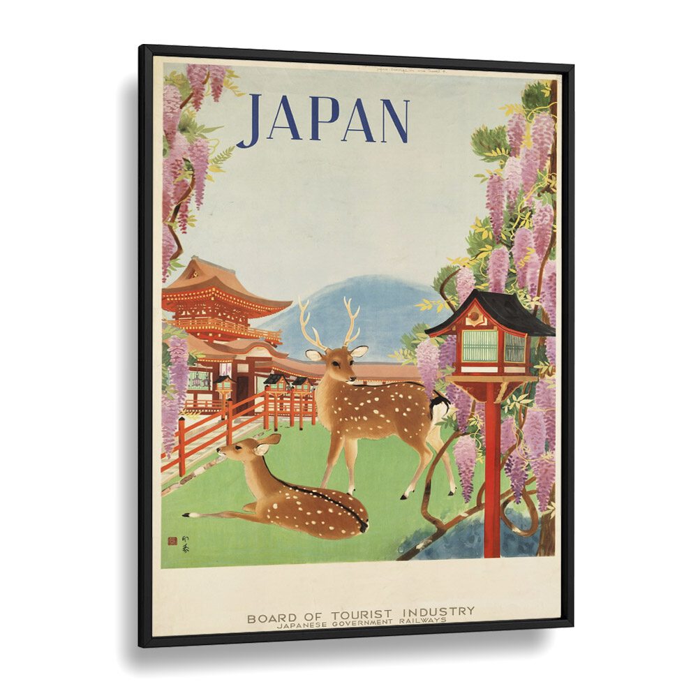 Japan Retro Art I  Vintage Travel Posters in Black Plain Frame