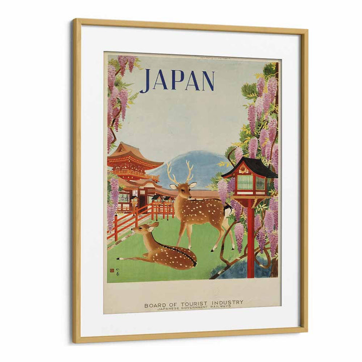 Japan Retro Art I  Vintage Travel Posters in Oak Wood Frame With Mount