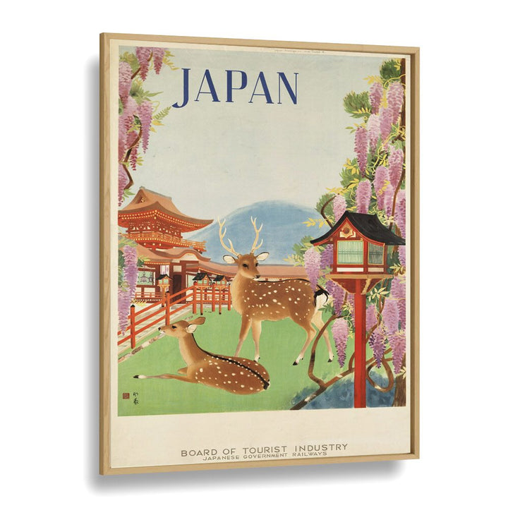 Japan Retro Art I  Vintage Travel Posters in Oak Wood Plain Frame