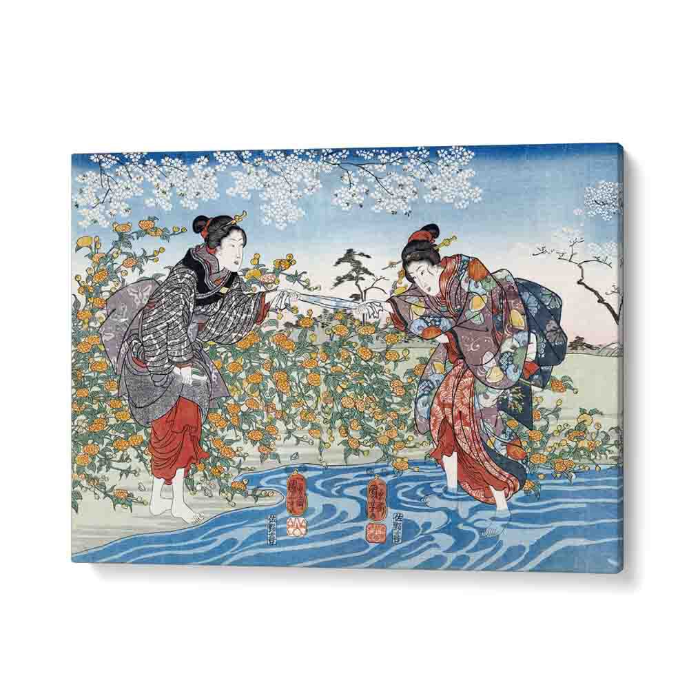 Japanese Girls By Ide Tama River 1847 By Utagawa Kuniyoshi Japanese Paintings in Gallery Wrap