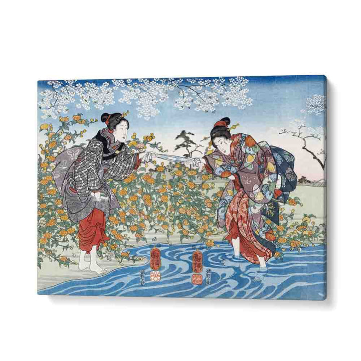 Japanese Girls By Ide Tama River 1847 By Utagawa Kuniyoshi Japanese Paintings in Gallery Wrap