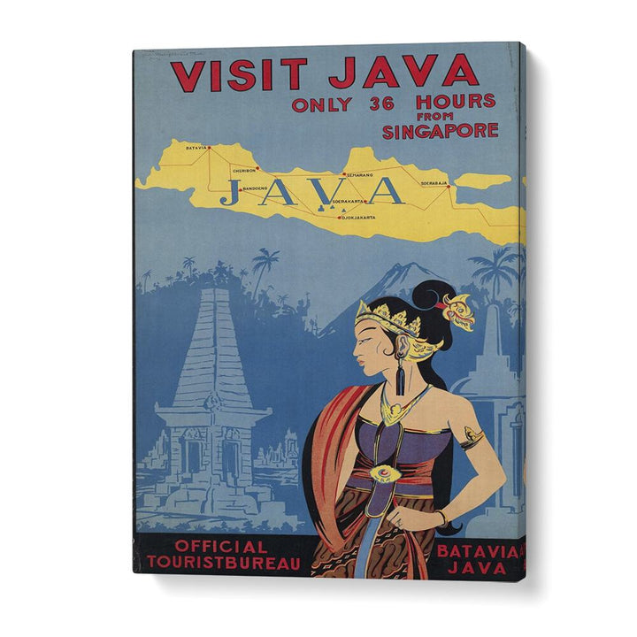 Java Retro Vintage Travel Vintage Travel Posters in Gallery Wrap