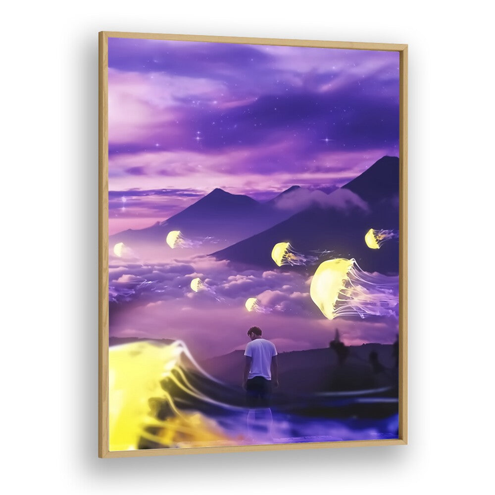 Jellyfish Mountain by Ritvik Takkar Surrealism in Oak Wood Plain Frame