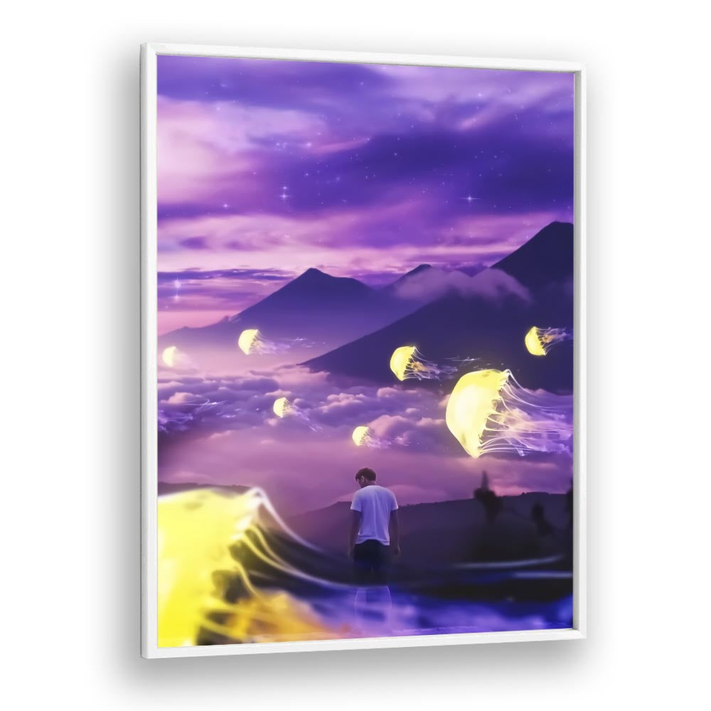 Jellyfish Mountain by Ritvik Takkar Surrealism in White Plain Frame