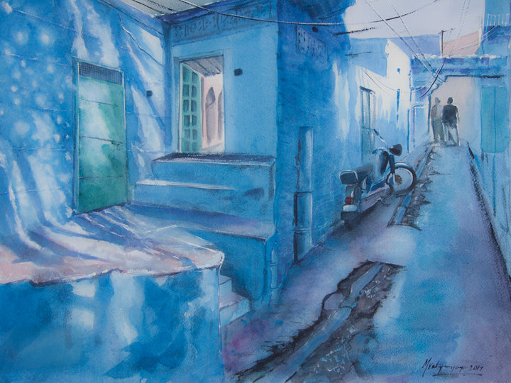 BUNDI BLUES ,HANDMADE ARTWORKS ,  SET OF 4 PAINTINGS