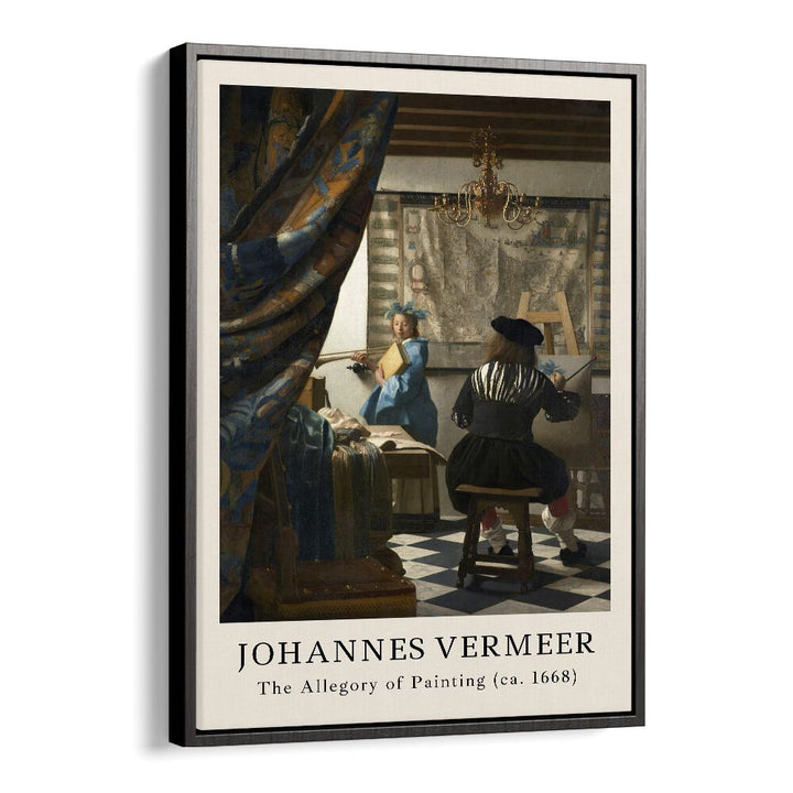 Johannes Vermeer The Allegory Of Painting-1668 By Johannes Vermeer Vintage Paintings in Black Floater Frame